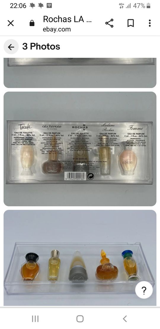 Rochas LA Collection Perfume Boxed Set of 5 Mini Bottles