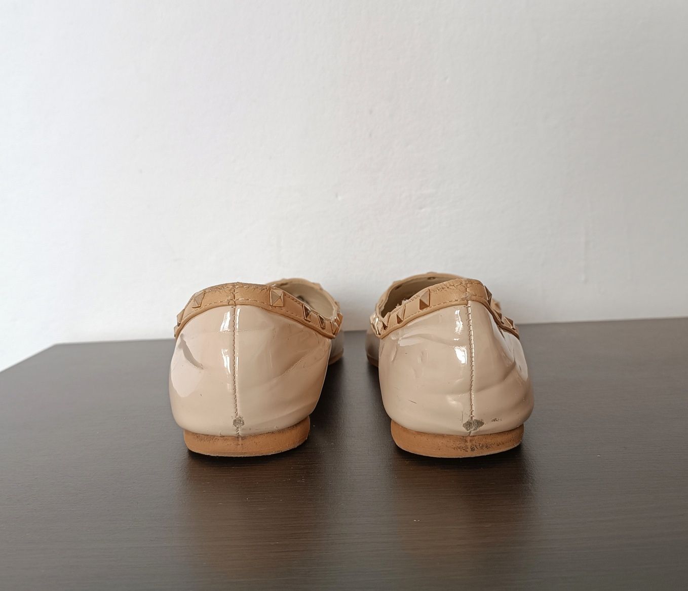 Czółenka płaskie, balerinki beżowe nude 40 / 26 cm