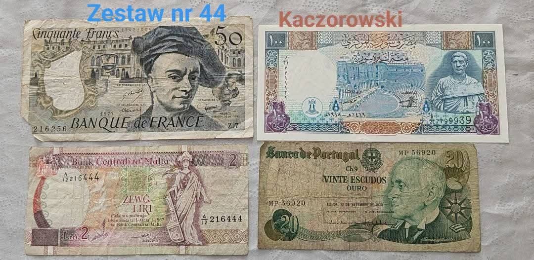 Banknoty zestaw nr 44 mix z świata 4 sztuki