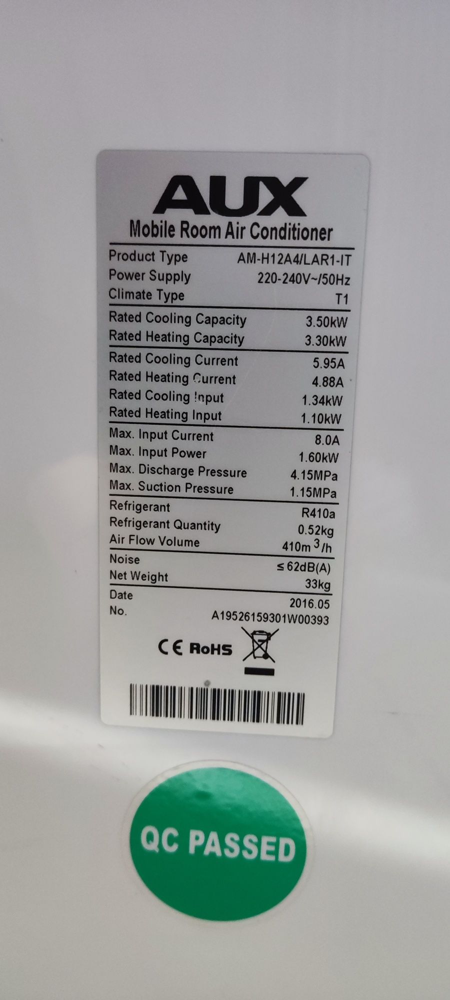 Klimatyzator przenośny mocny AUX ELITE am-h12a4/lar1-it
