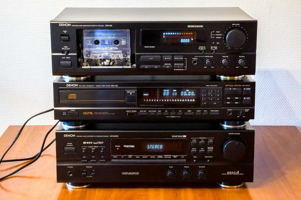 Zestaw Denon - Amplituner, CD, Deck (czarny) i Kolumny JVC