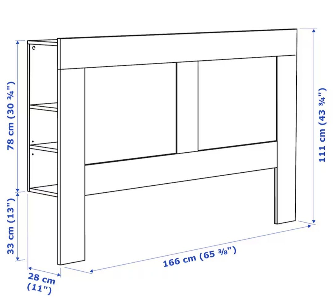 Zagłówek łóżka wezgłowie płyta szczytowa łóżka IKEA BRIMNES z półkami