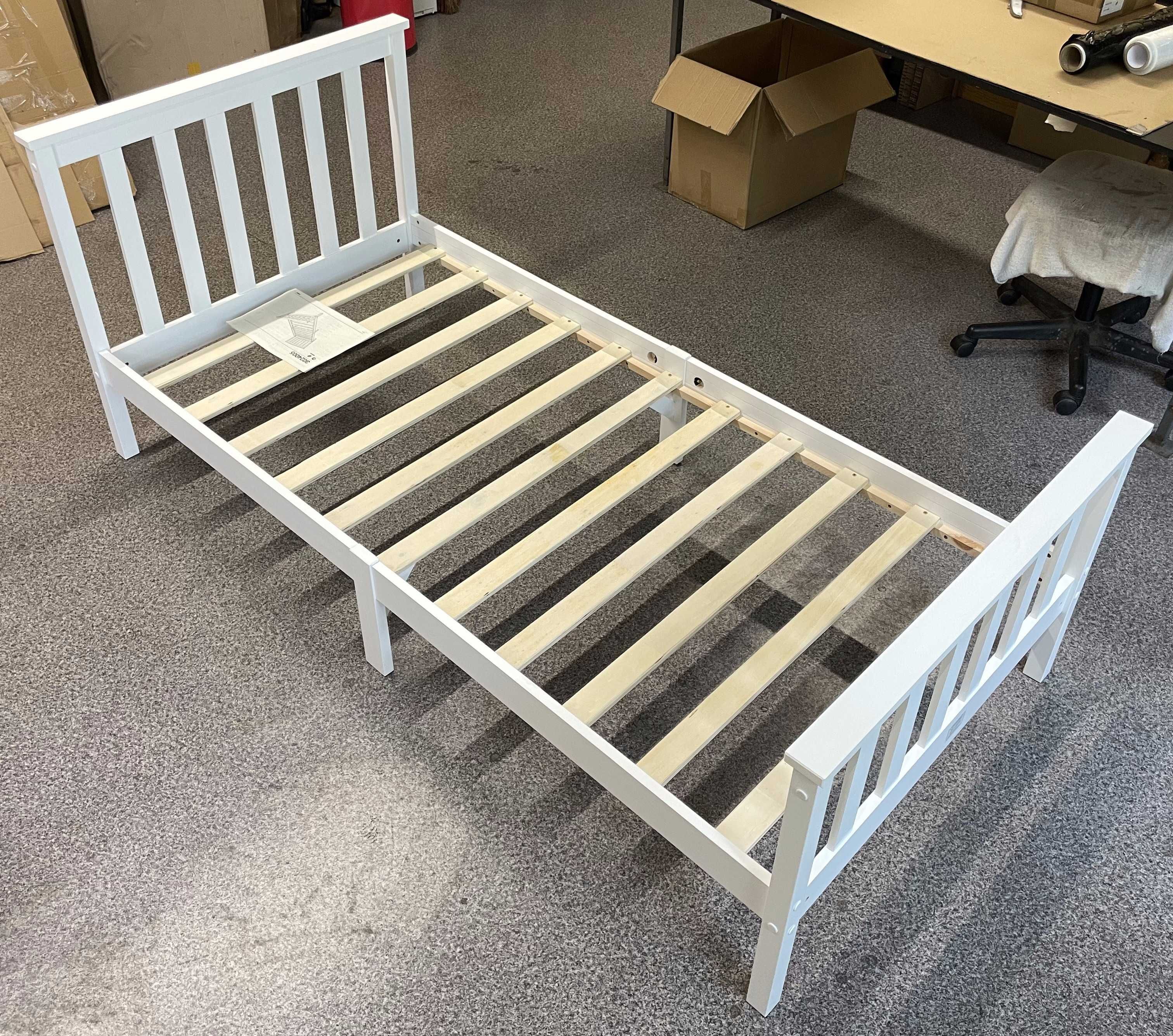 Drewniane łóżko Pojedyncze Białe 200x100 VonHaus