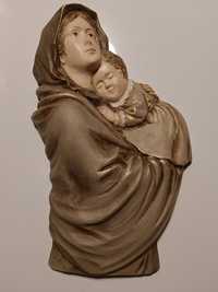 Płaskorzeźba ręcznie malowana Matka Boska Boża Madonna  z Dzieciątkiem