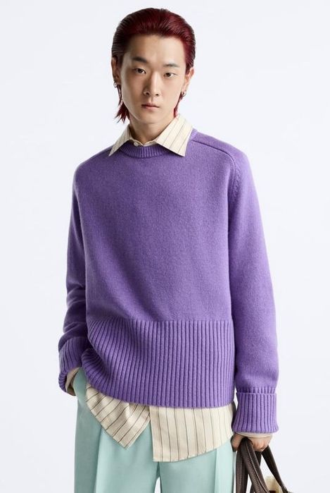 Светр zara x harry lambert із  вовни бузкового кольору