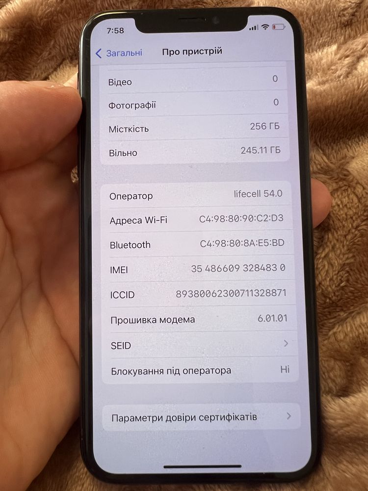 Iphone X 256Gb space gray