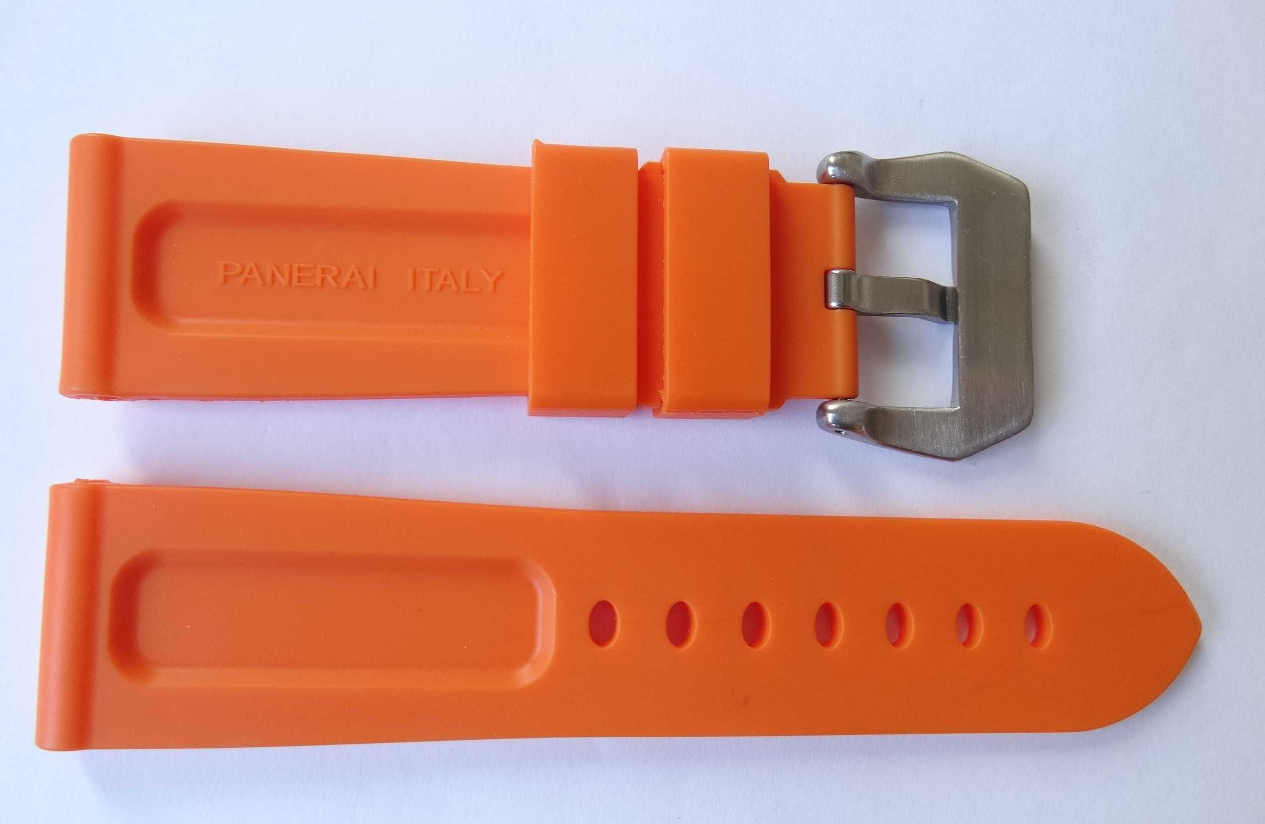 Gumowy pasek silikonowy do zegarka Panerai PAM pomarańczowy 24mm nowy