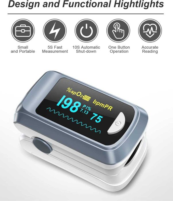 Oxímetro de pulso portátil para dedo, novo