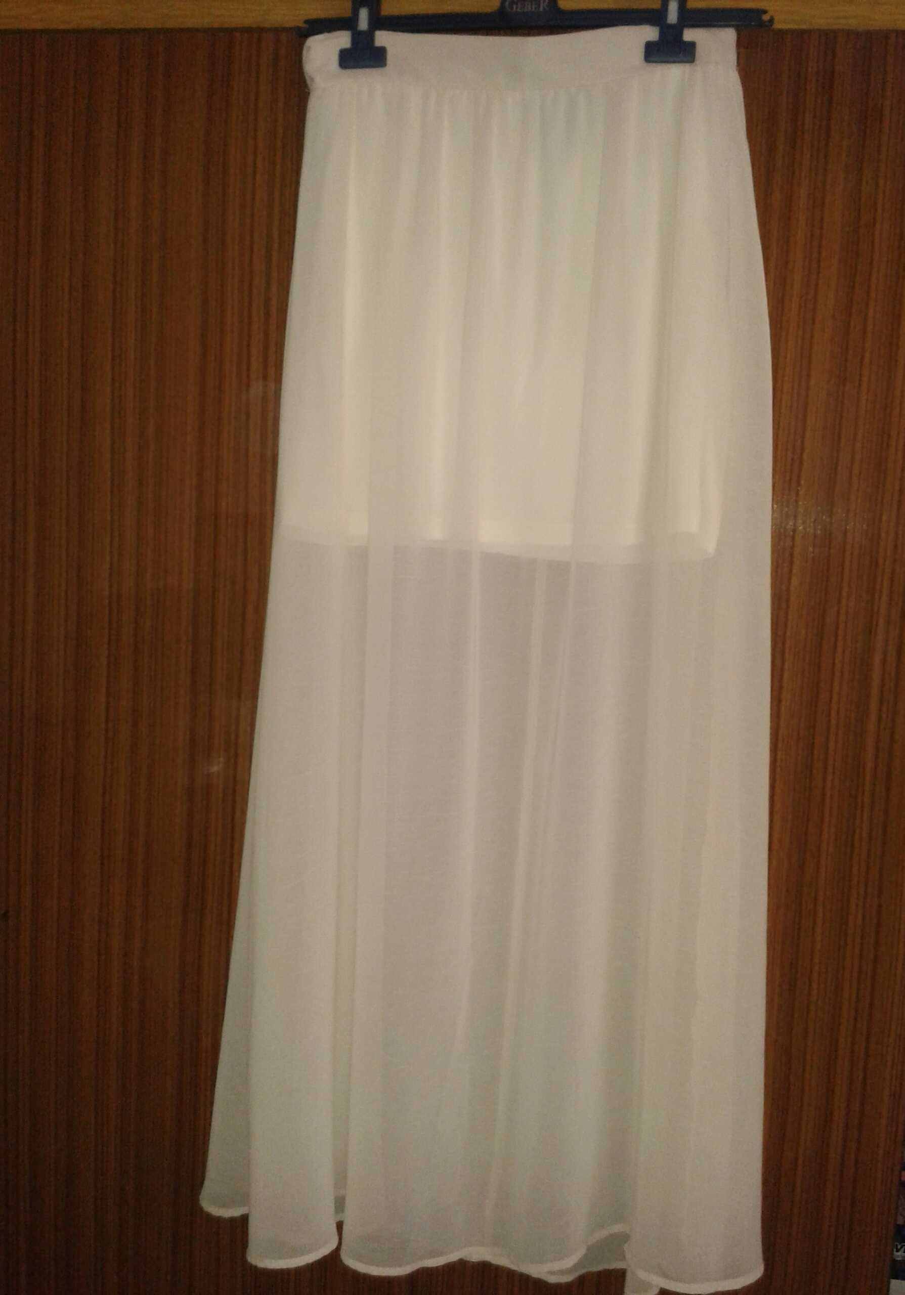 Spódnica długa mgiełka kolor ekri spódnica krótka na niej długa