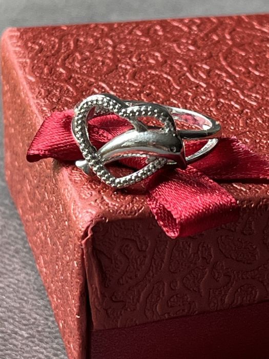 Pierścionek srebrny serce delfin duży srebro 925 nowy