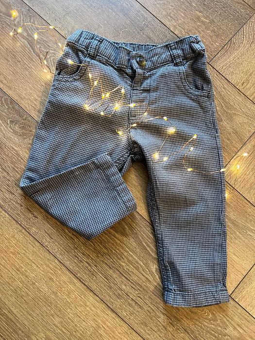 Spodnie F&F FF 68 74 grafit grafitowe czarne w pepitkę pepitka