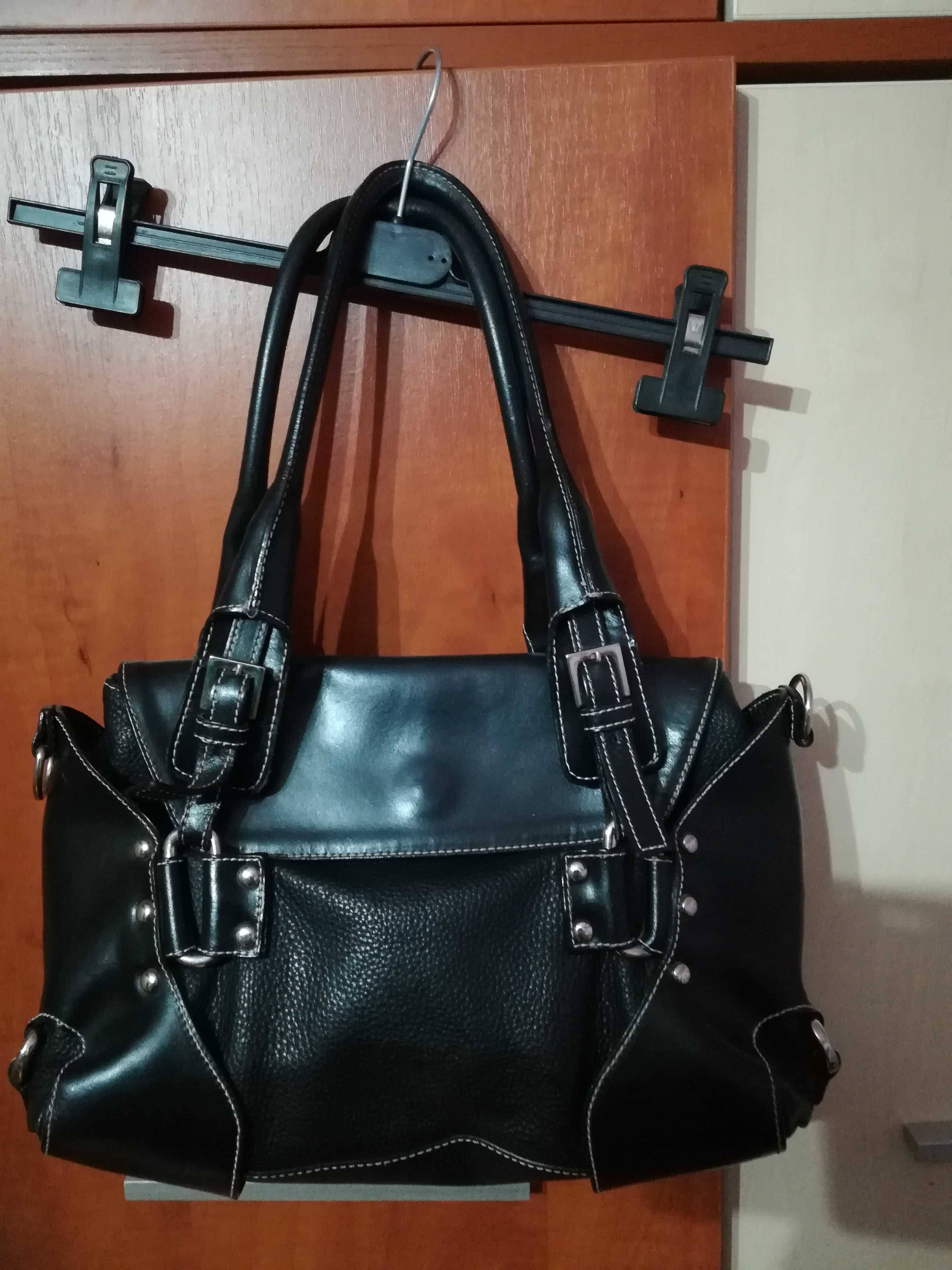 Torebka czarna Barbara Milano, Genuine Leather
