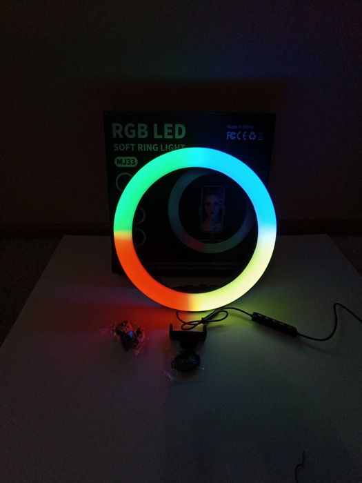 Кольцевая лампа 31см LED со штативом 200см для съемки цветная rgb LED