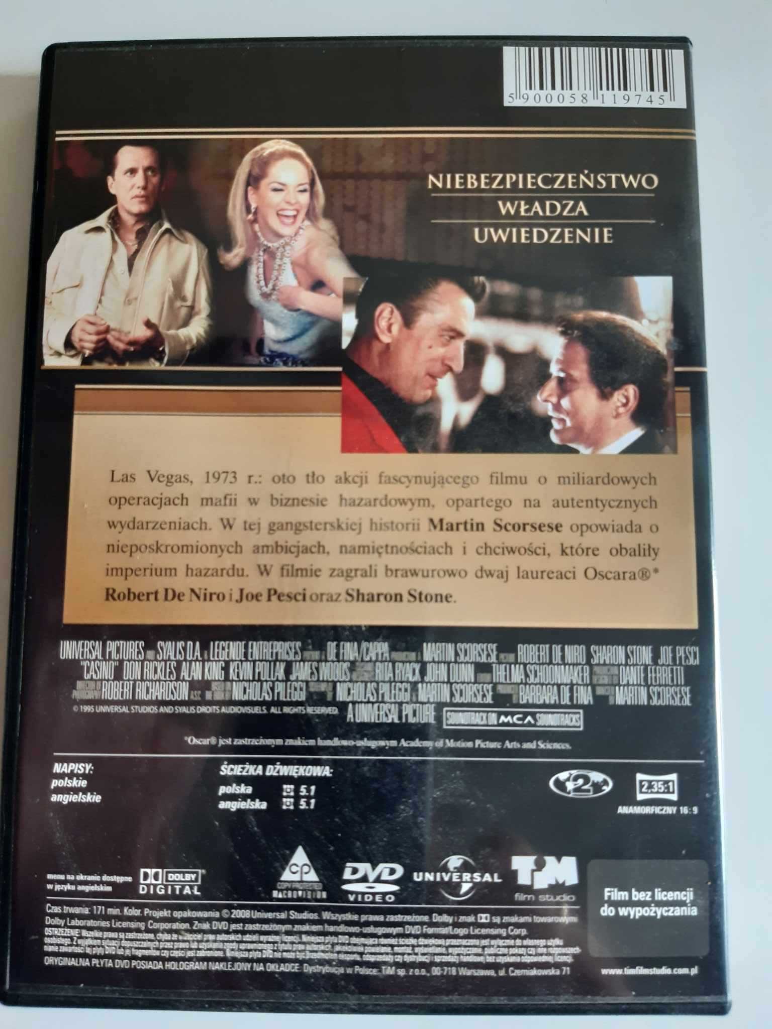 Film dvd Casino, Robert De Niro, Joe Pesci, Sharon Ston, polski lektor