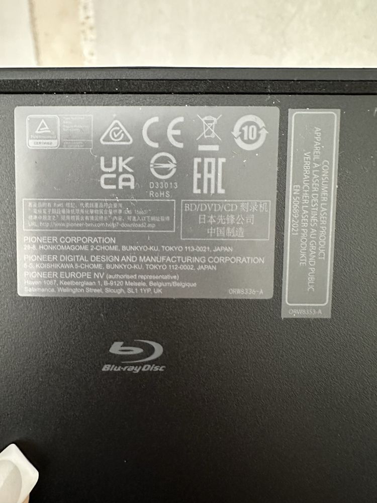 Pioneer BDR- XS07TUHD, зовнішній DVD привід