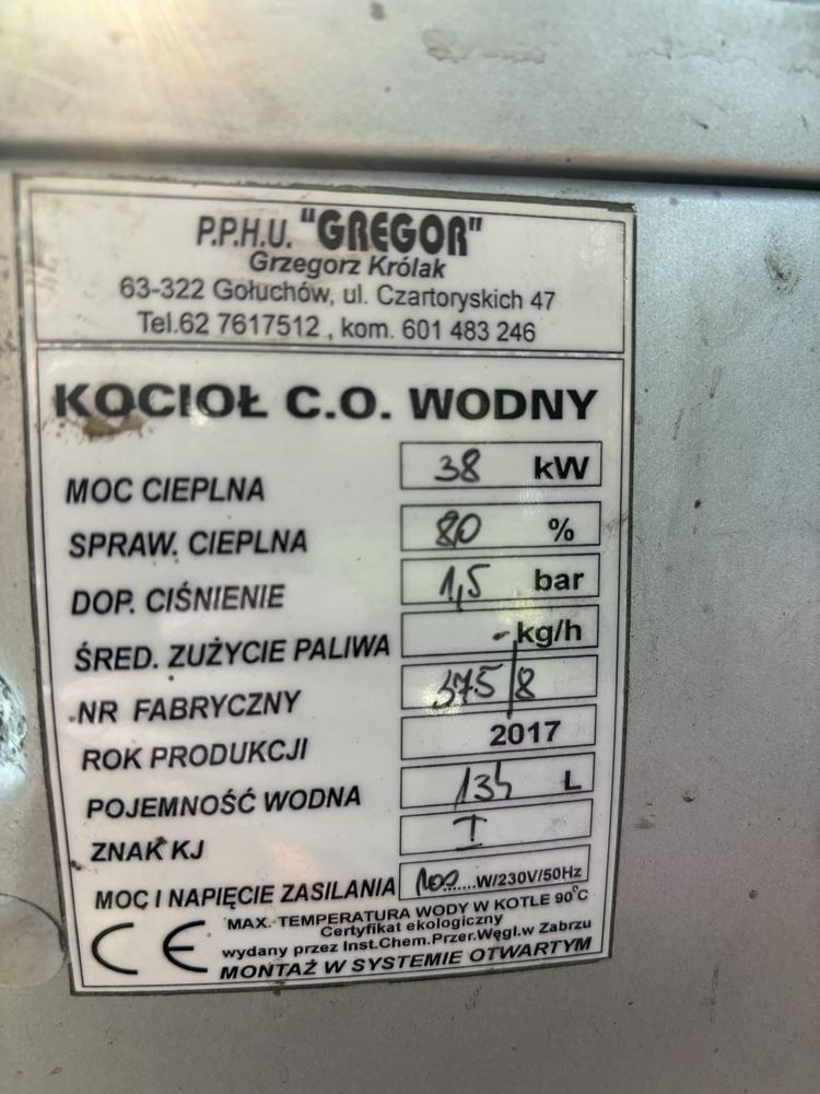 Częsci do pieca GREGOR 38kW z podajnikiem