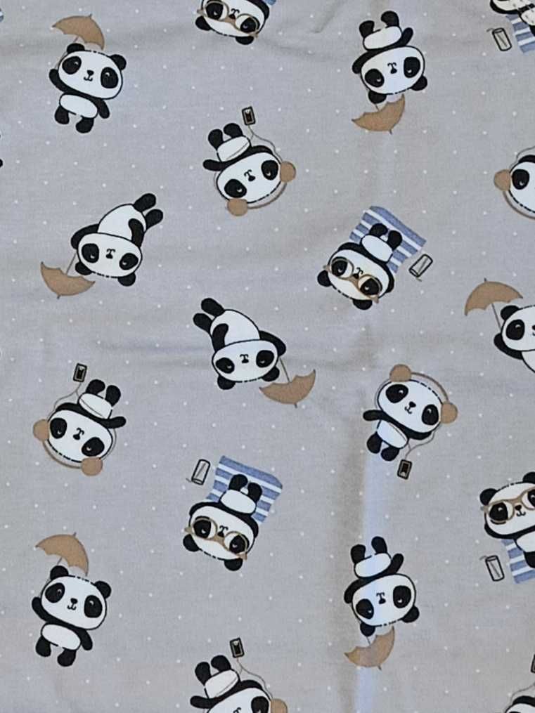 Mrofi Piżama długi rękaw 100% bawerłna PANDA BEŻ 110 CM