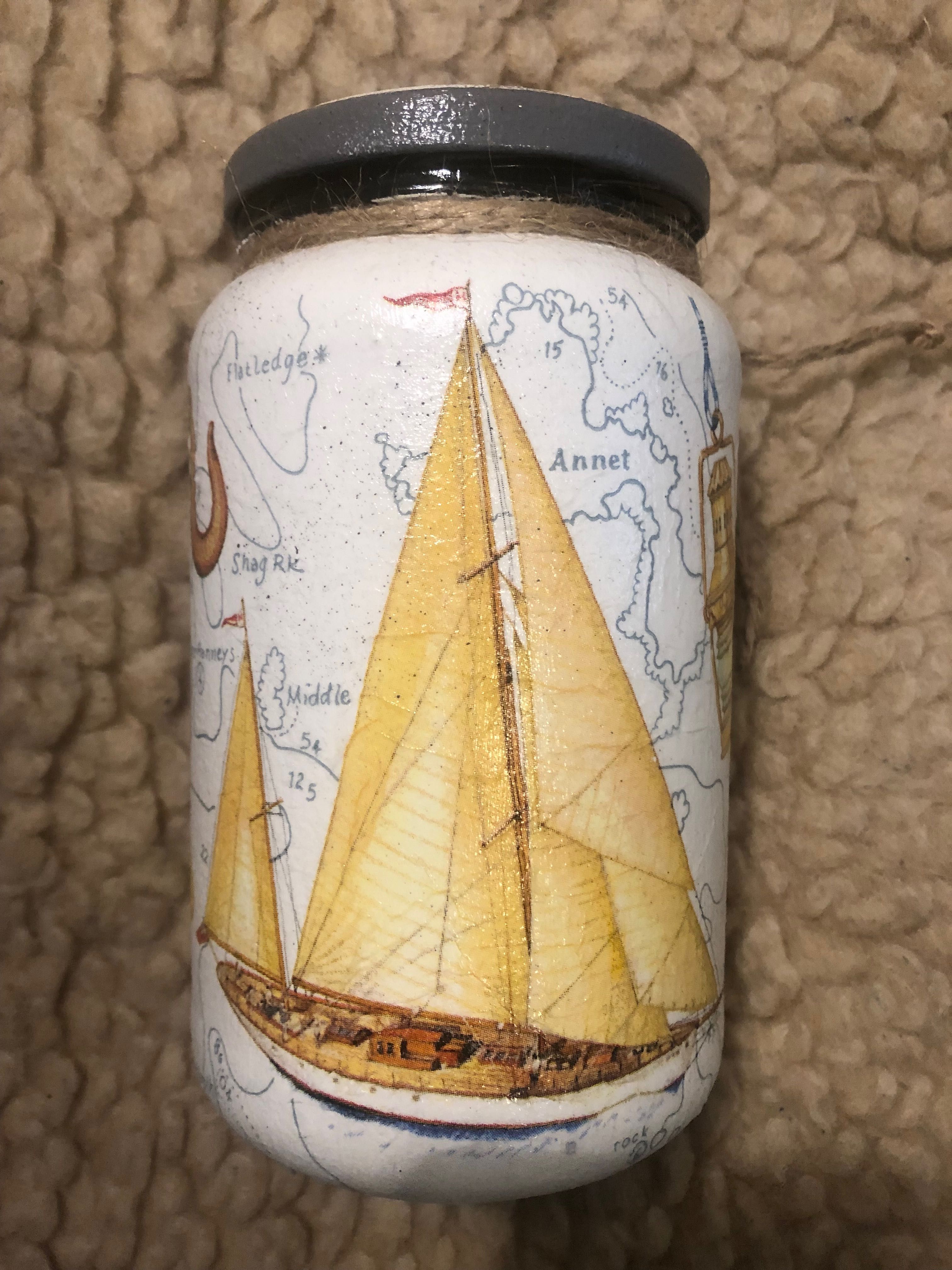 Pojemnik szklany Morze 1b w stylu Hampton decoupage