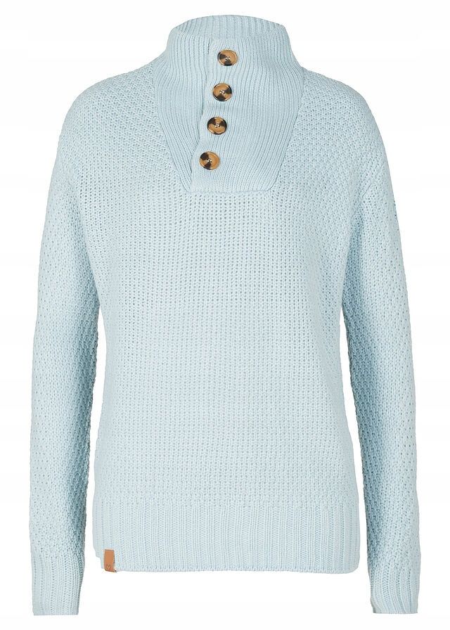 B.P.C niebieski sweter ze stójką i guzikami ciepły ^48/50