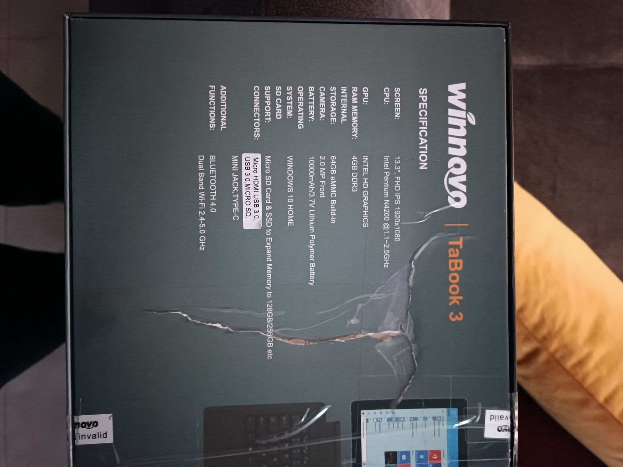 Laptop / tablet Winnovo TaBook3 13,3" dodatkowy dysk m.2 SSD 120 GB.