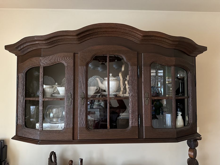 Komoda z wiszącą witryną drewno dębowe fornir