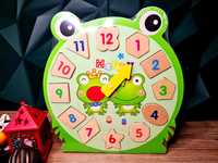 Nowa Zabawka drewniana zegar żabka nauka zabawki edukacyjne