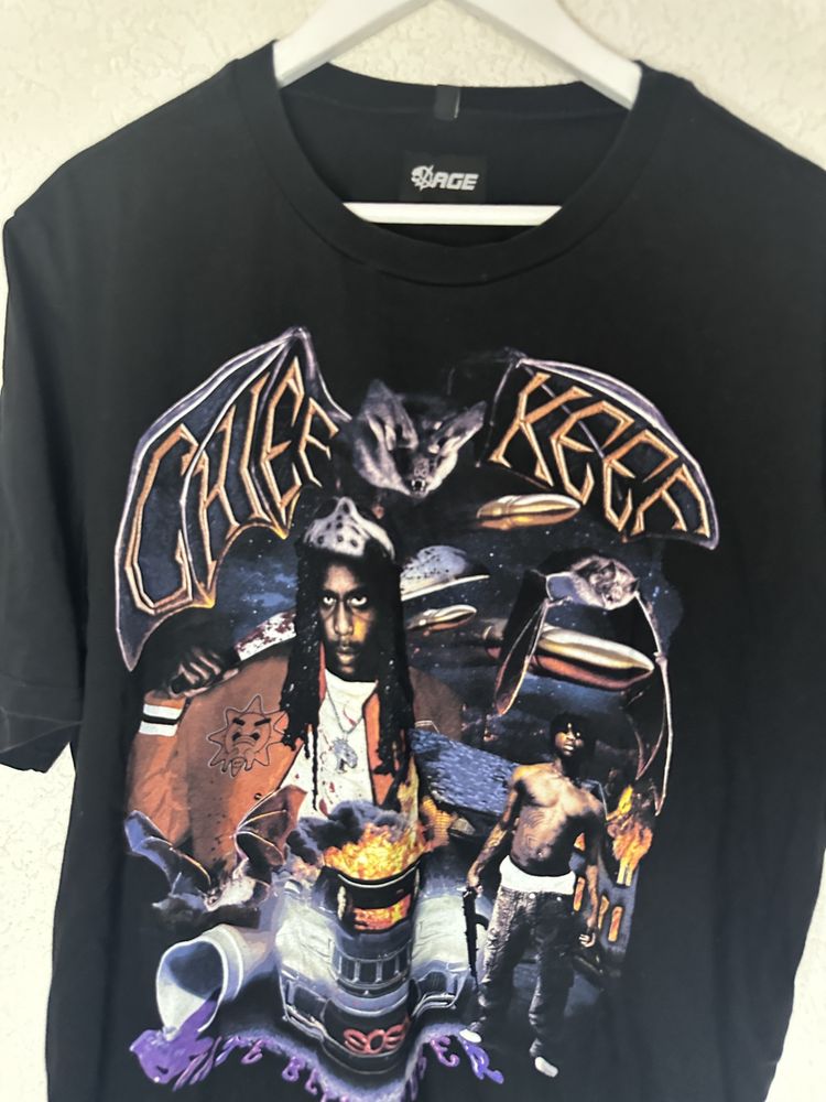 Chief Keef VAGE Koszulka Męska Rap Style Streetwear Hip Hop Y2K Vibe