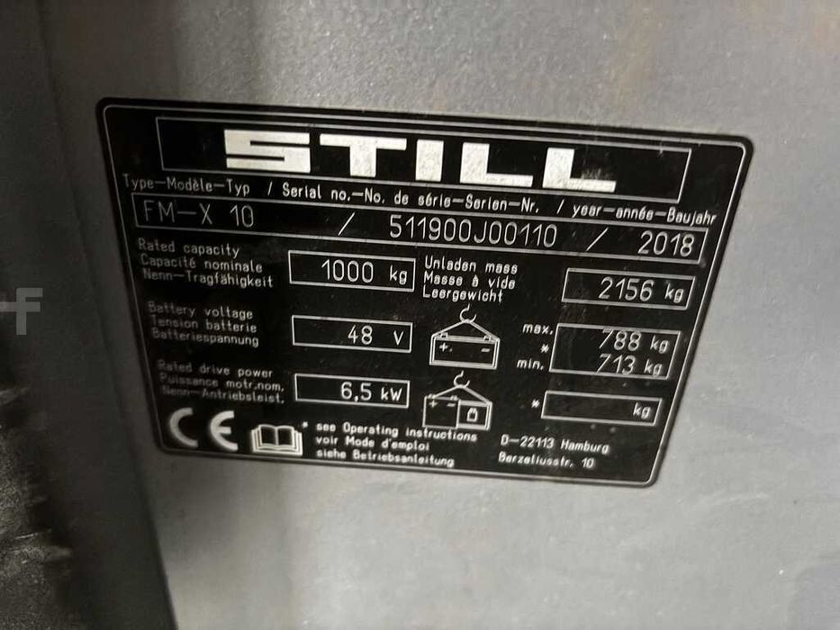 Wózek widłowy Still FM-X 10  1t/2.2m/4005h/2018y