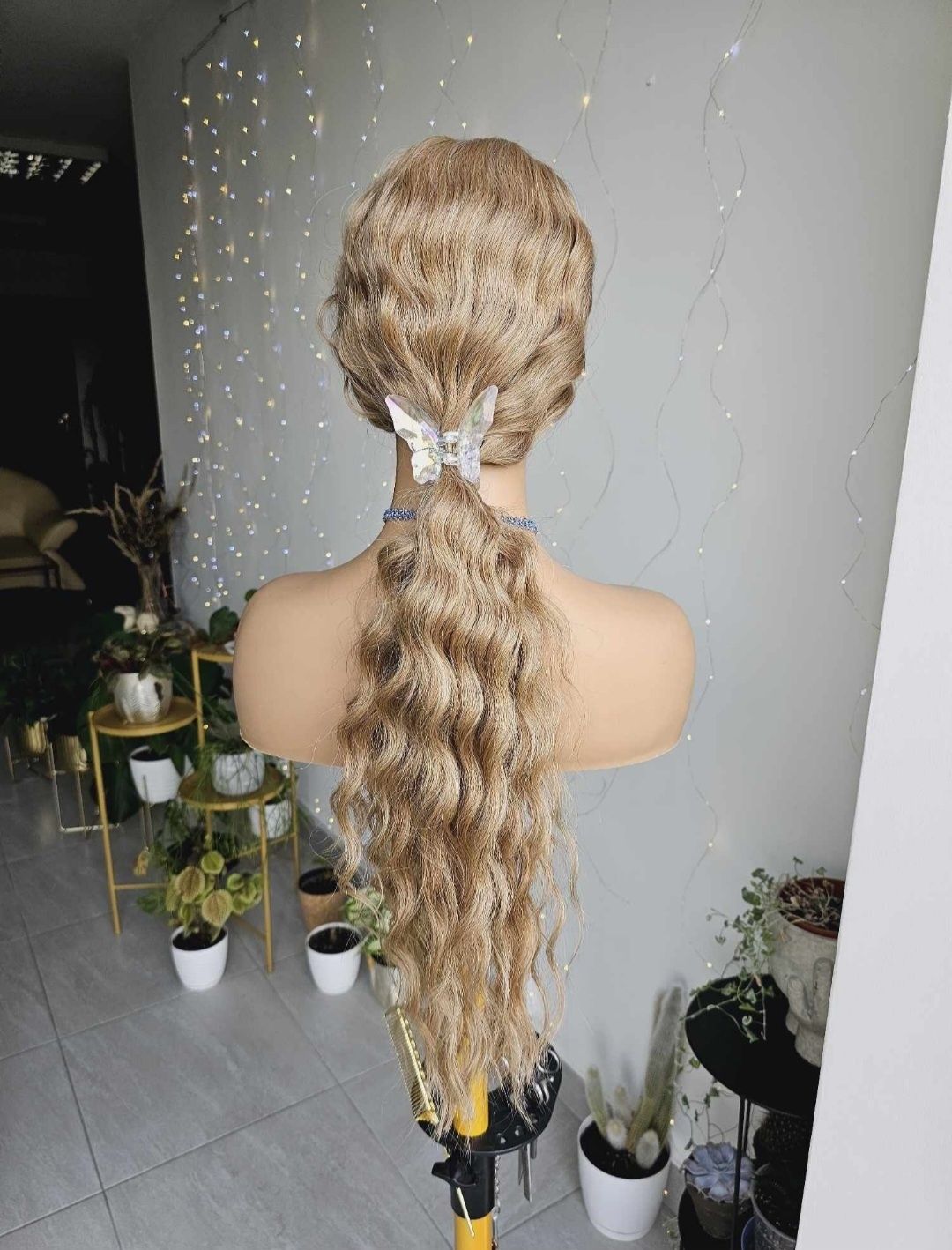 Długa peruka fale loki ciemny bląd z odrostem Kaja lace front
