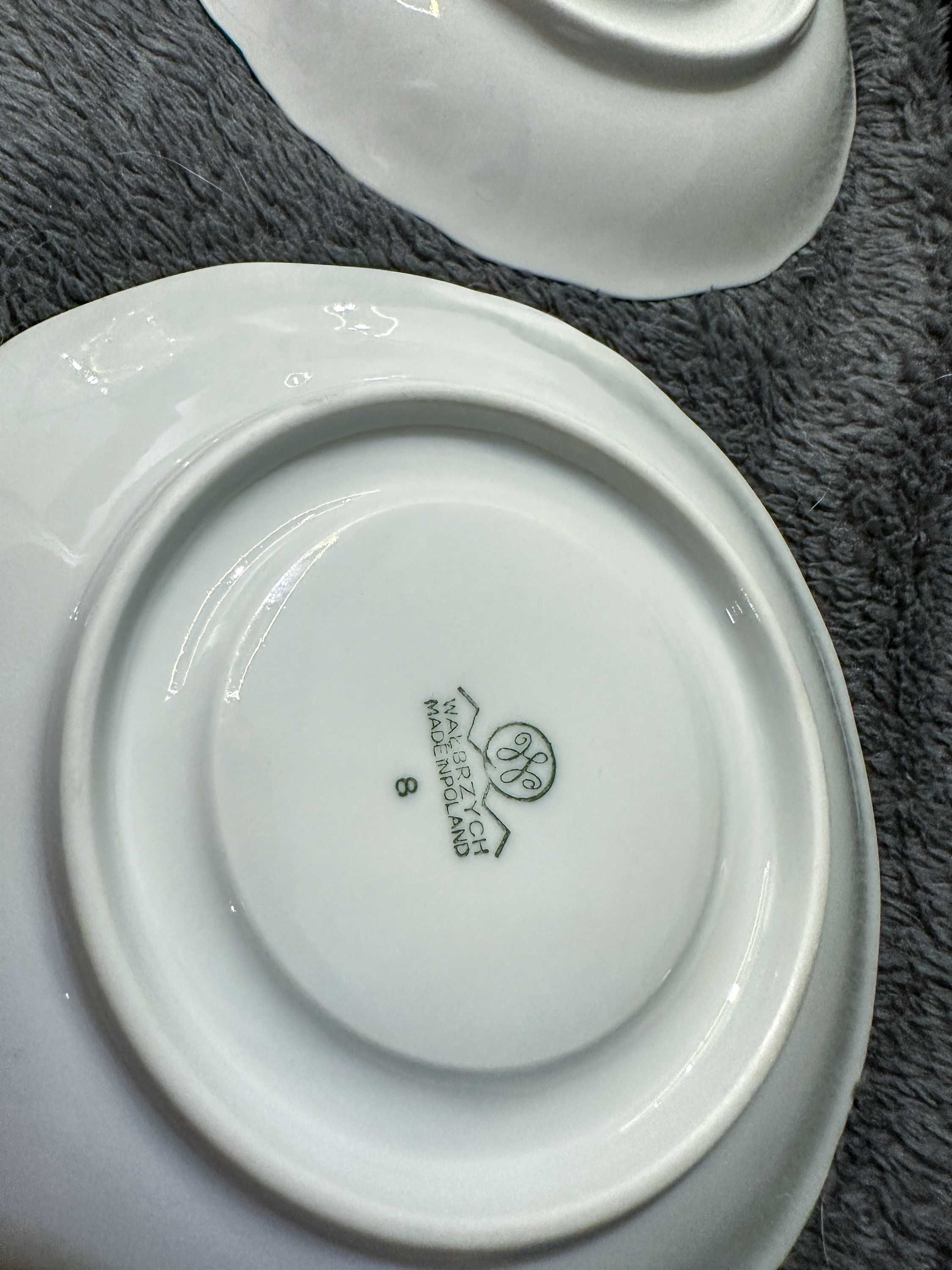Serwis kawowy Wałbrzych – Fryderyka, kwiaty, turkus, porcelana 23 el.