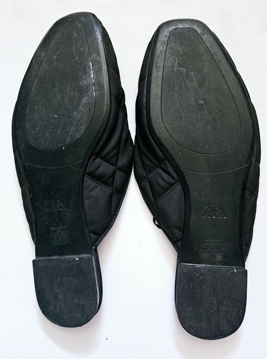 Klapki czarne pikowane Zara mule rozmiar 37