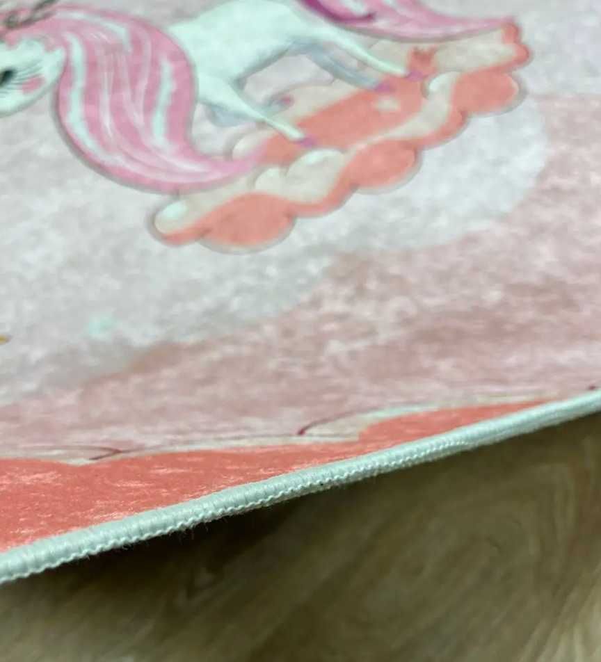 Килим безворсовий дитячий для дівчинки єдинорог коврик рожевий