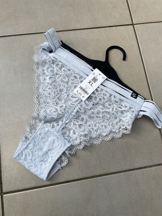 Majtki roz.XL jasnoniebieska koronka sexy brazyliany