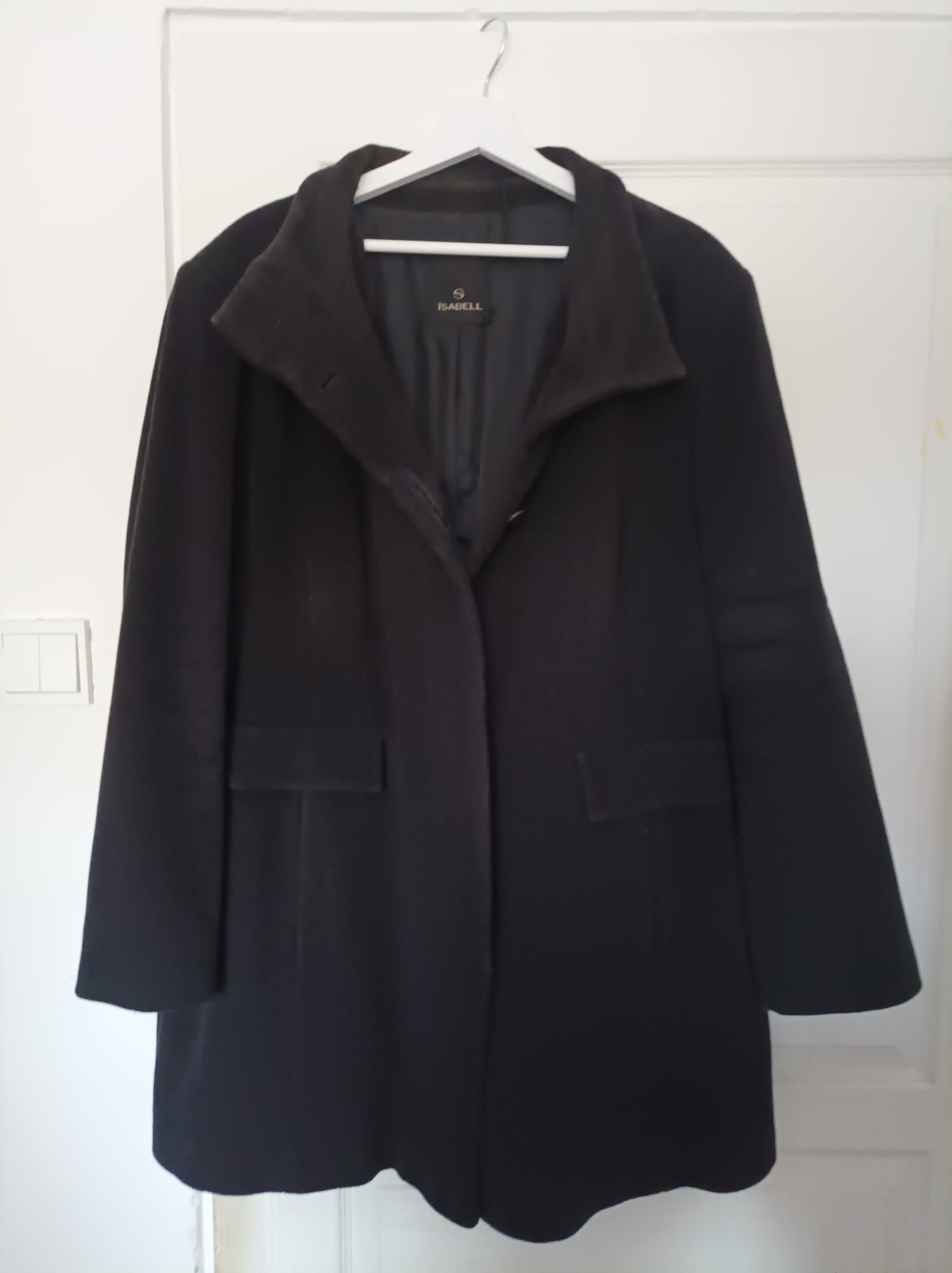 Premium wełniany płaszcz plus size Isabell 48 4XL wełna + angora szary