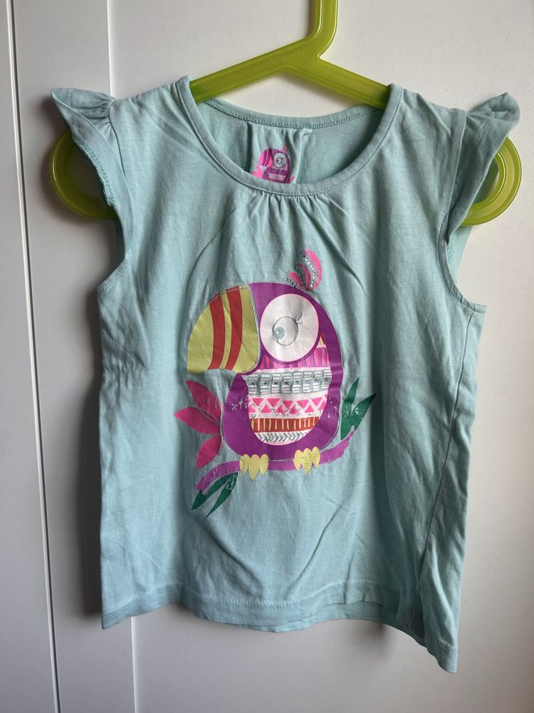 Turkusowy t-shirt papuga cekiny young dimension r. 116