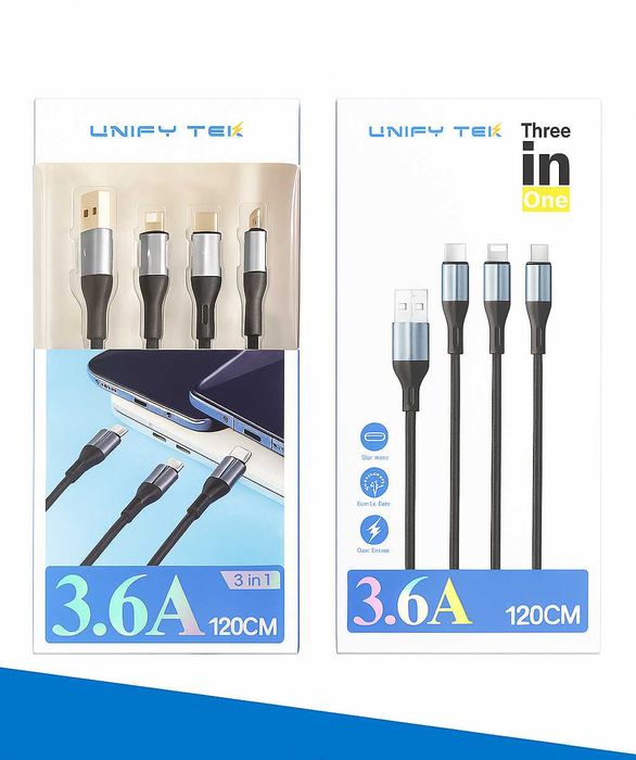 Kabel USB -> Type C, Apple Lightning, Micro USB