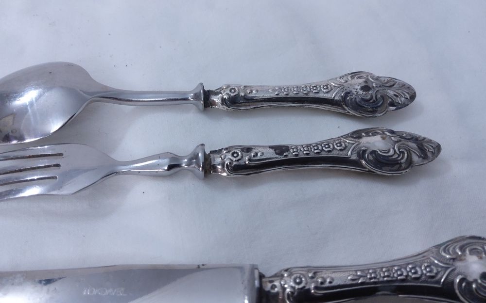 Conjunto de Talheres de Criança em Prata Aguia