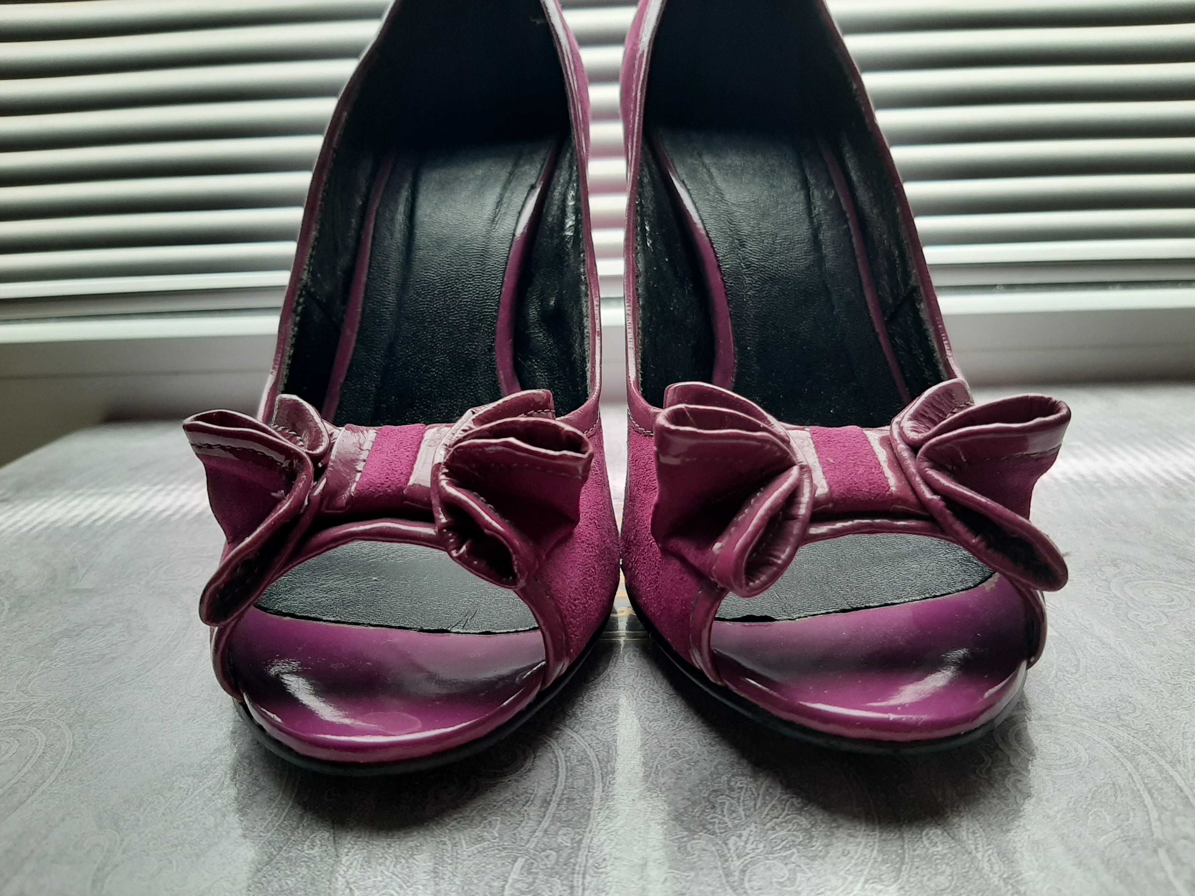 Туфли на каблуке Размер 37 каблук 10 см открытый носок Фиолетовый