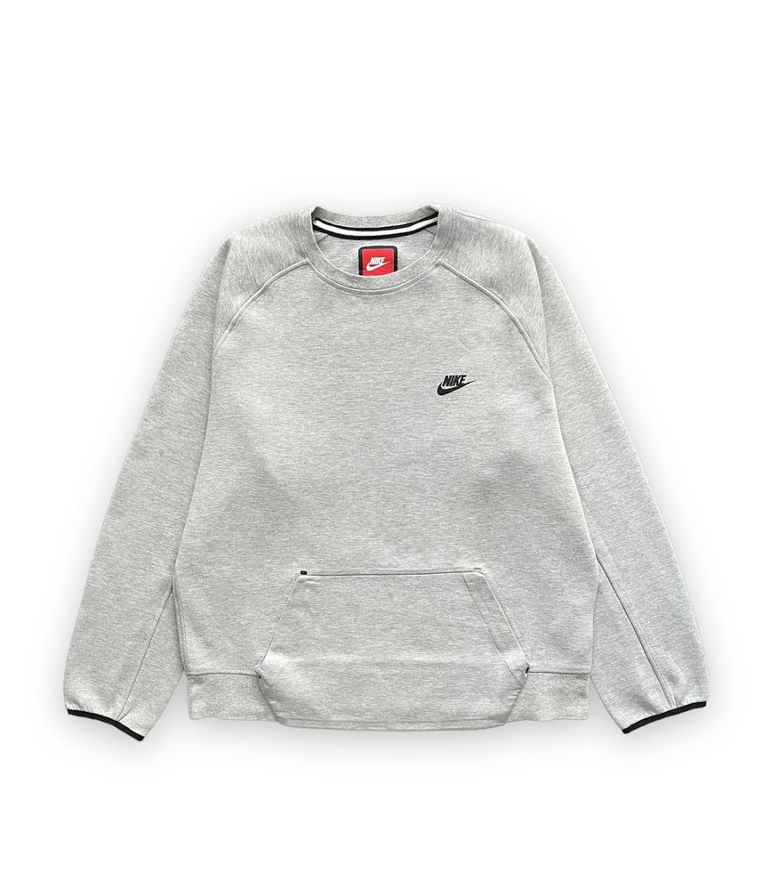 Bluza nike tech fleece szara crewneck small swoosh logo grey