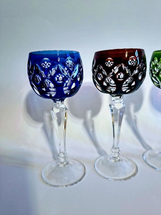 Kieliszki kryształowe Paill Putzler/ szkło kolorowe