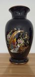 Wazon porcelanowy duży malowany ptak ciemny granat złoto