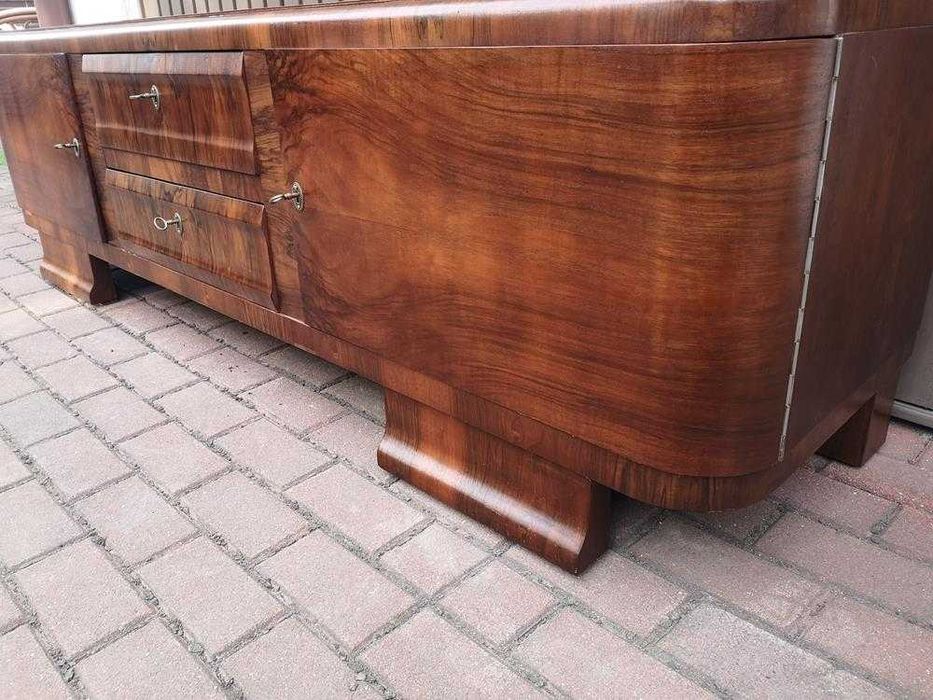 Komoda ART-DECO RTV Niska Orzech 198 Zgrabna Stara Antyk Po Renowacji.