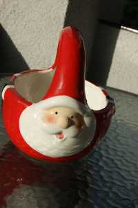 Święty Mikołaj-porcelanowy świąteczny koszyk-17x17cm
