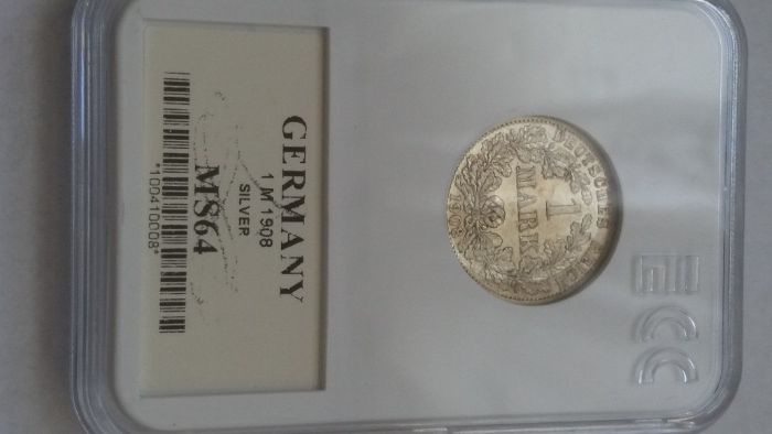 DC, starocie  1 marka 1908 A  Niemcy MS 64 - srebro  moneta  wyprzedaż