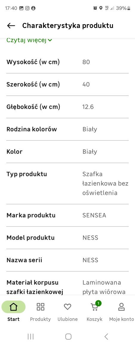 Szafka łazienkowa ness sensea leroy merlin