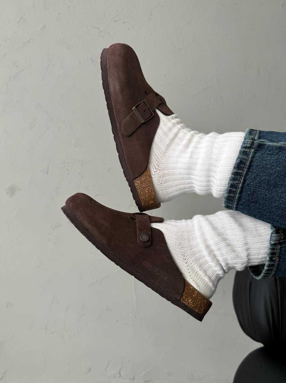 Капці клоги Birkenstock Boston Brown premium