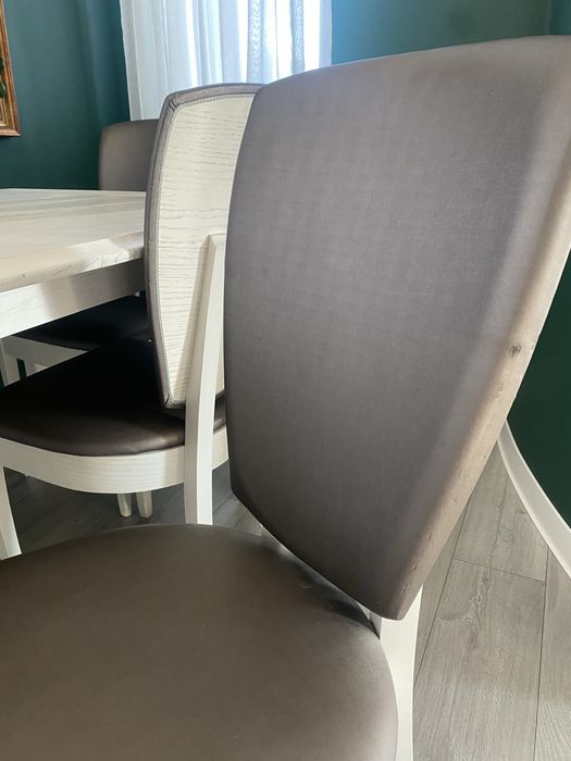Stół dębowy bielony rozkładany plus 4 krzesła orland