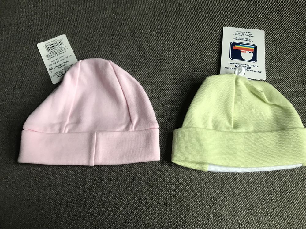 Czapka niemowlęca smerfetka 32-34 cm komplet 2 sztuki bawełna nowe