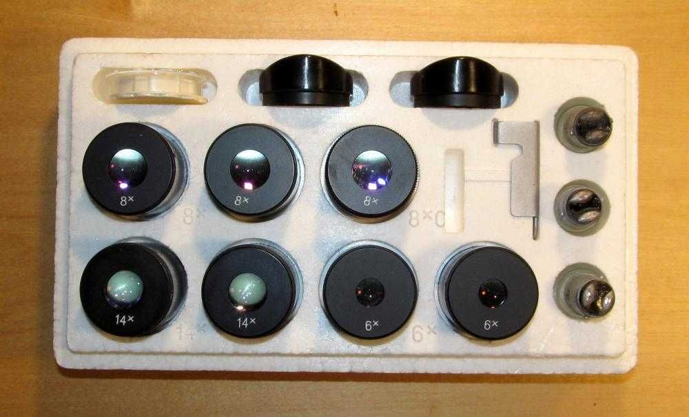 Линзы, окуляры 6х; 8х; 12.5x; 14х микроскопа МБС1, МБС2, МБС9, МБС10