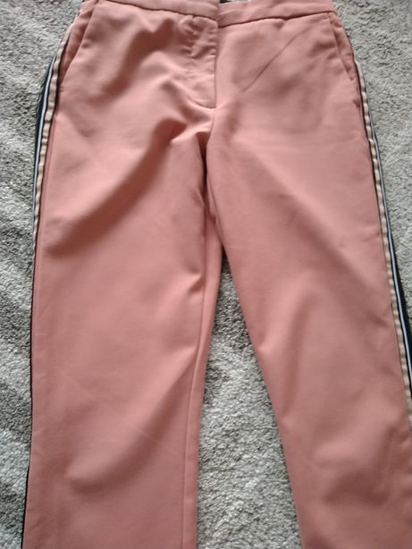 Spodnie cygaretki Zara różowe lampasy kieszenie rozmiar S